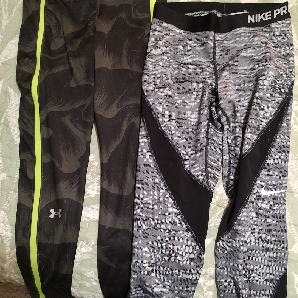 Under Armour Black and Neon Green Leggings